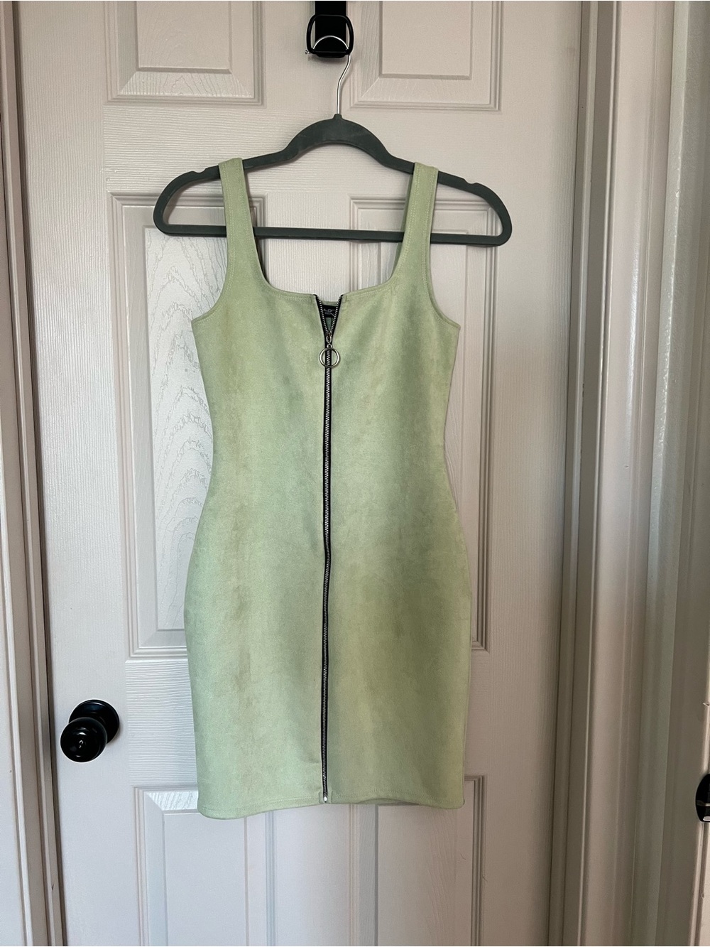 Popular Basics Light Green Zip-Front Mini Dress